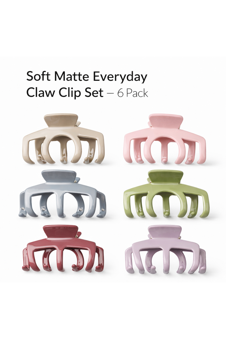 Soft Matte Claw Clip Set 6 Pack, Alternate, color, Brown
