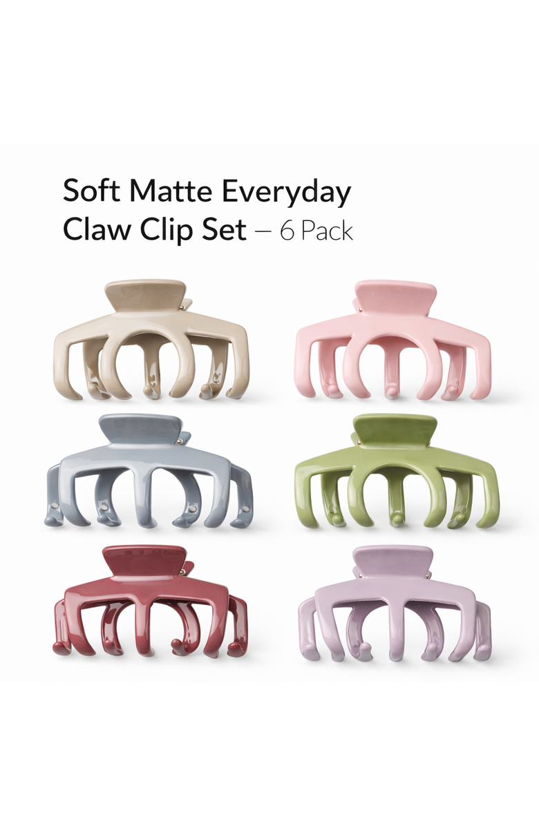 Donatello Gian Soft Matte Claw Clip Set 6 Pack, Alternate, color, Brown