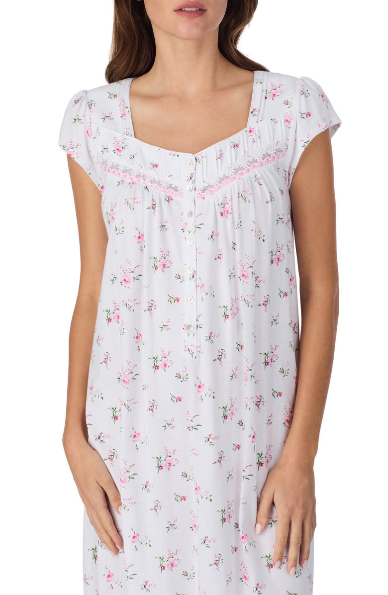 Eileen West Floral Cap Sleeve Cotton Nightgown, Alternate, color, Pink Bouquet