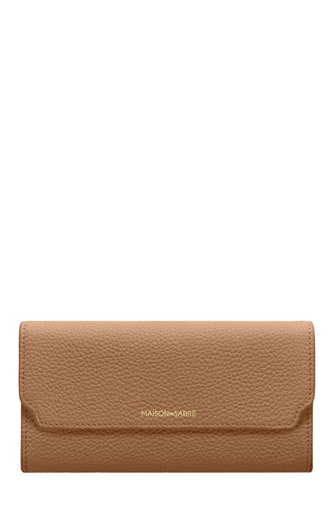 Long Leather Flap Wallet