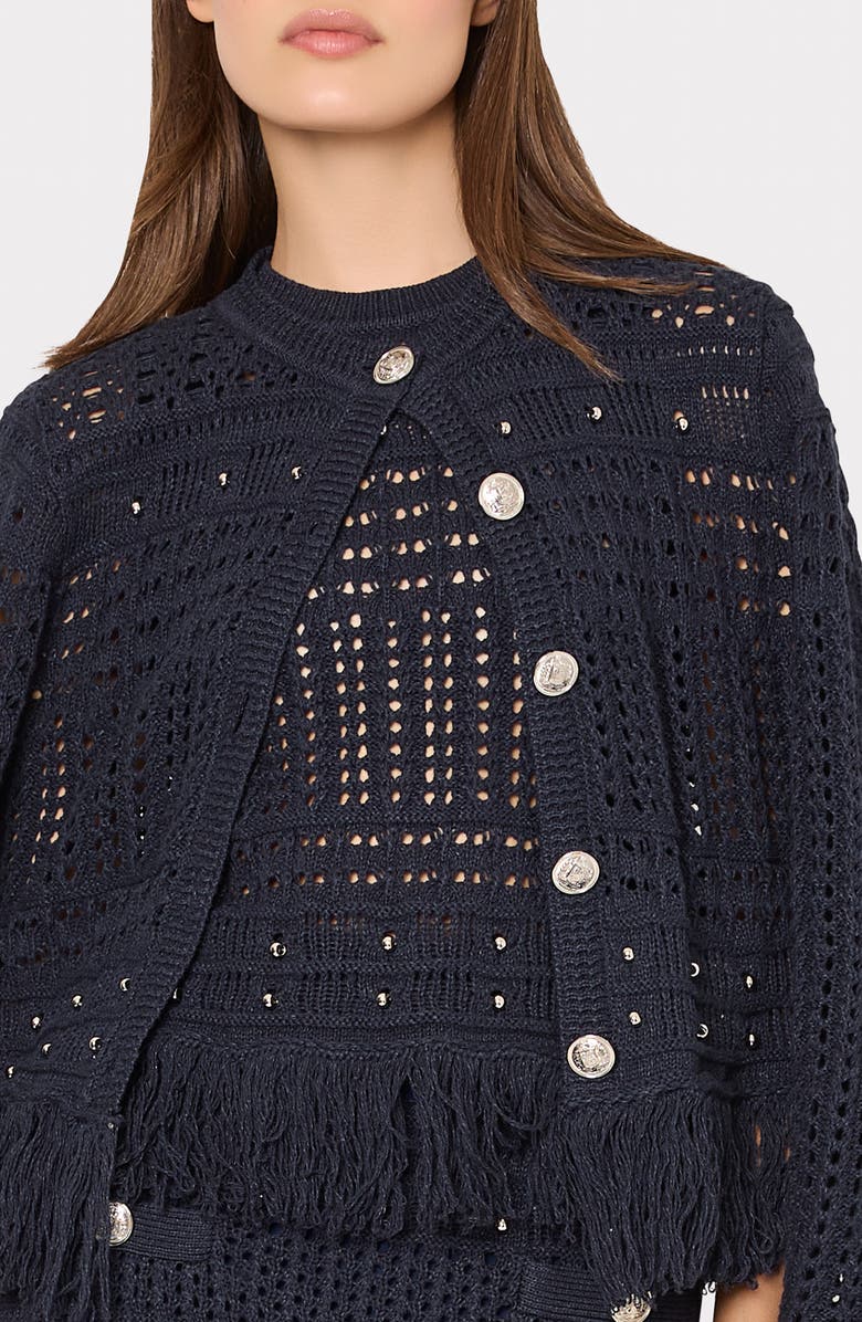 Milly Beaded Fringe Cardigan, Alternate, color, Navy