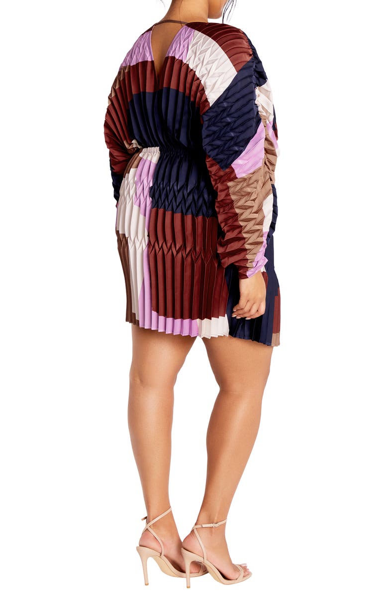City Chic Keely Pleated Long Sleeve Cocktail Dress, Alternate, color,