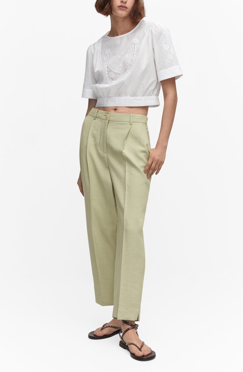 MANGO Pleated Straight Leg Trousers, Alternate, color, 