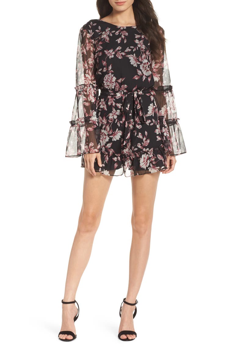 Stop and Smell the Roses Romper, Main, color, CRANBERRY FLORAL