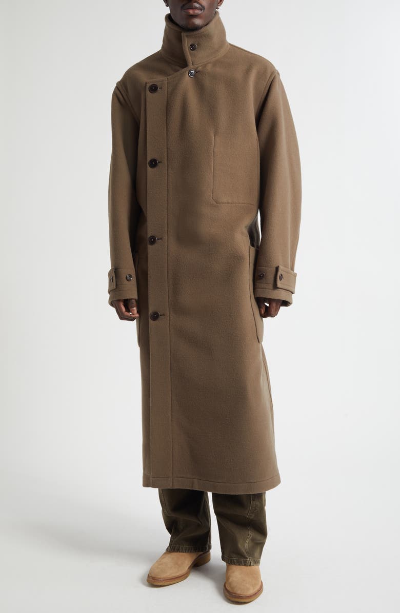 Lemaire Double Face Wool Wrap Coat, Alternate, color, Dark Squirrel