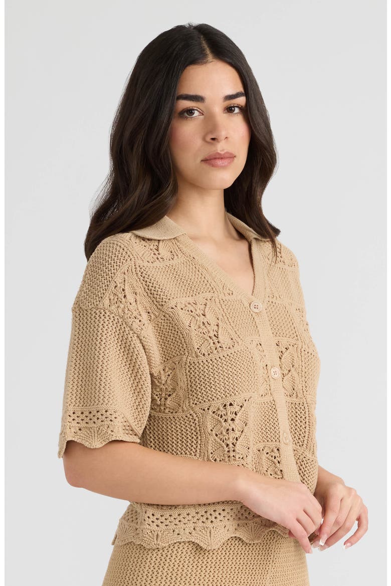 Open Stitch Button-Up Shirt, Alternate, color, OATMEAL