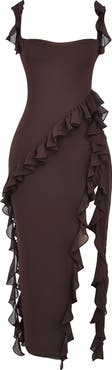 HOUSE OF CB Ariela Ruffle Side Slit Gown