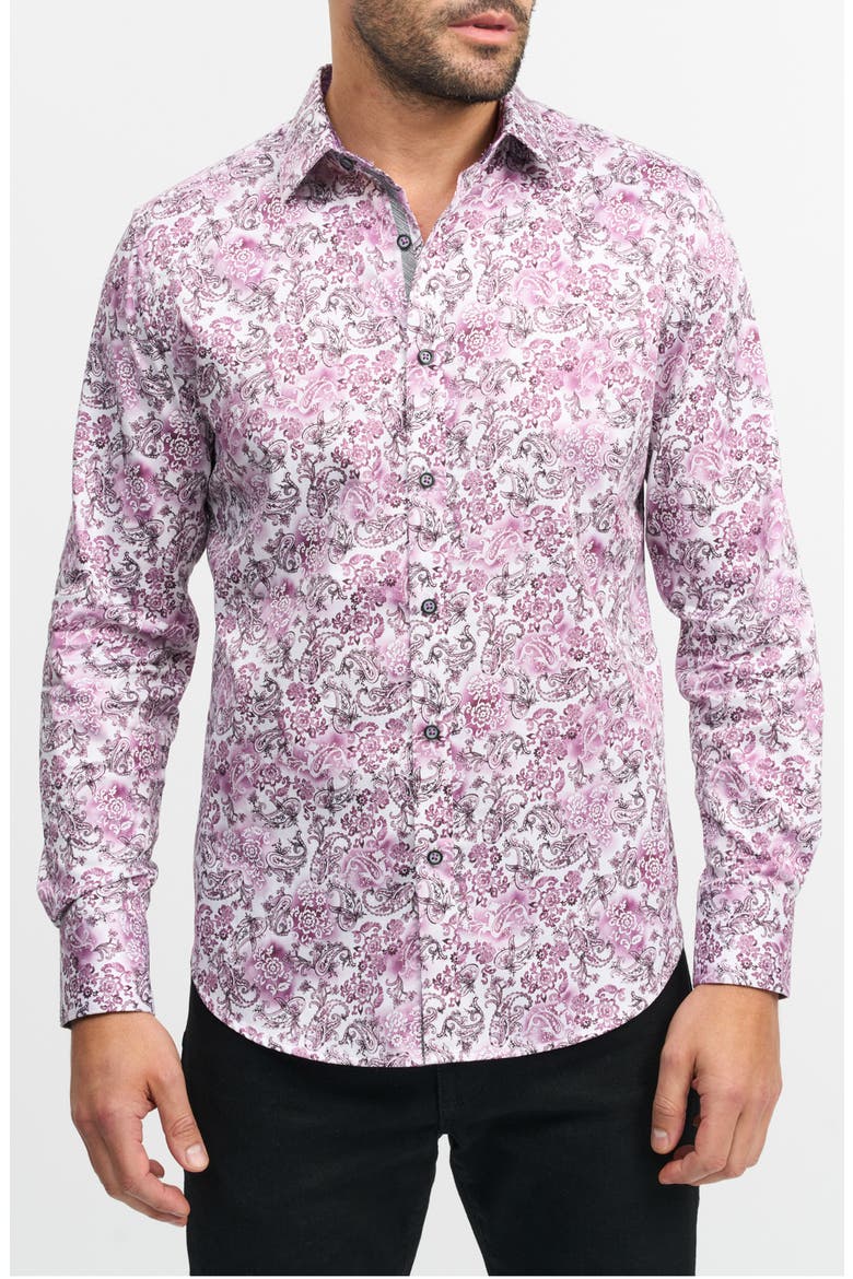 Downing Long Sleeve Button-Up Shirt, Main, color, BERRY