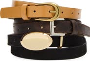 Steve Madden Set of 3 Faux Leather & Faux Suede Belts