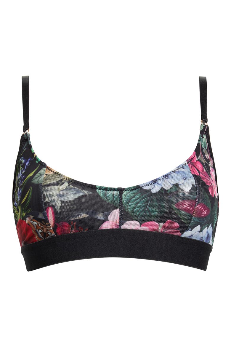 Floral Print Mesh Scoop Bralette, Alternate, color, GARDEN OF EDEN