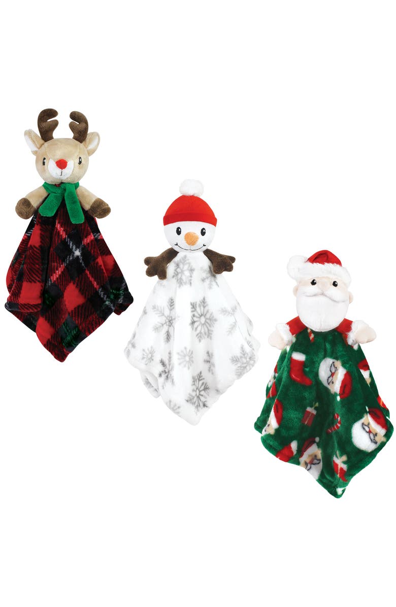 Hudson Baby 3pk Security Blanket, Main, color, White Snowman