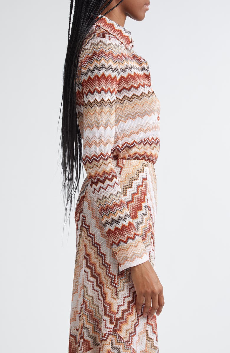 Missoni Metallic Zigzag Button-Up Shirt, Alternate, color, 