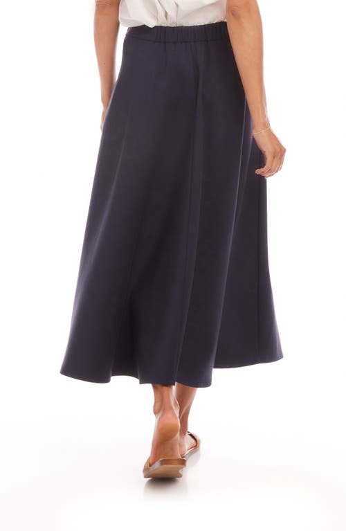 Shop Karen Kane Cotton Blend Midi A-line Skirt In Navy