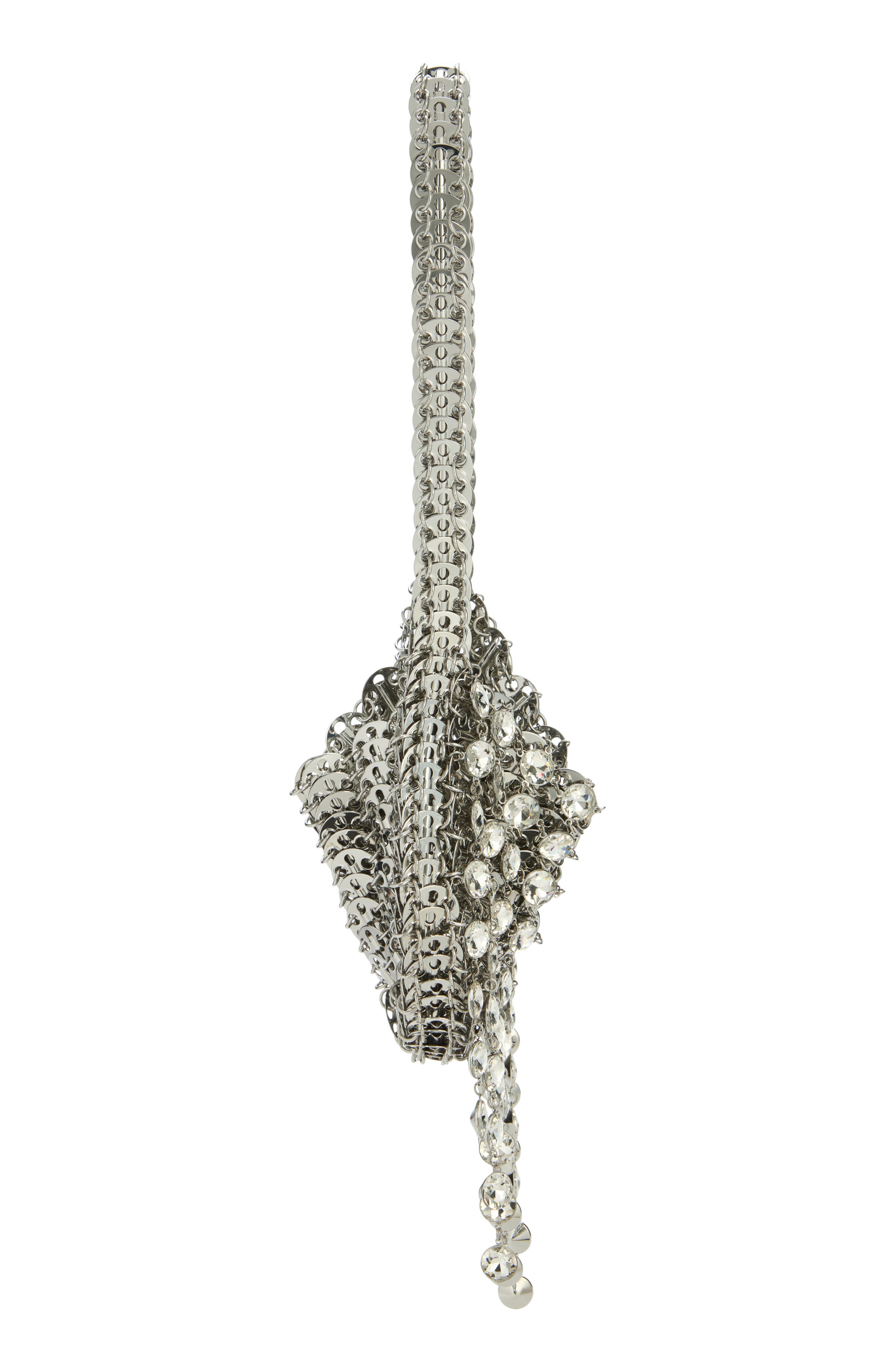 Rabanne Sac à Main Crystal Shoulder Bag, Alternate, color, Silver