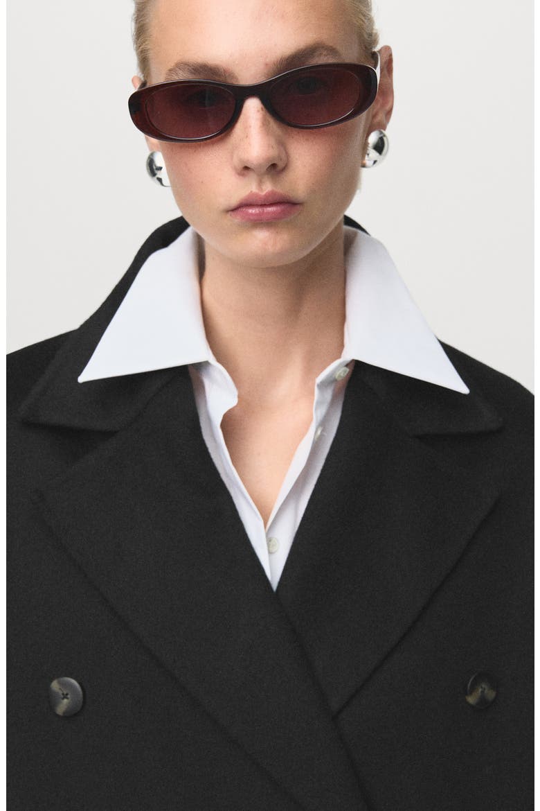 Picarol Double Breasted Wool Blend Coat, Alternate, color, BLACK