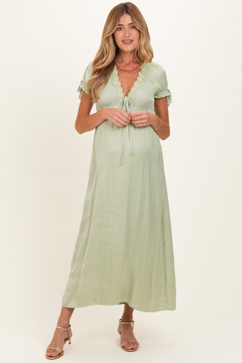 Satin Lace Detail Maxi Dress