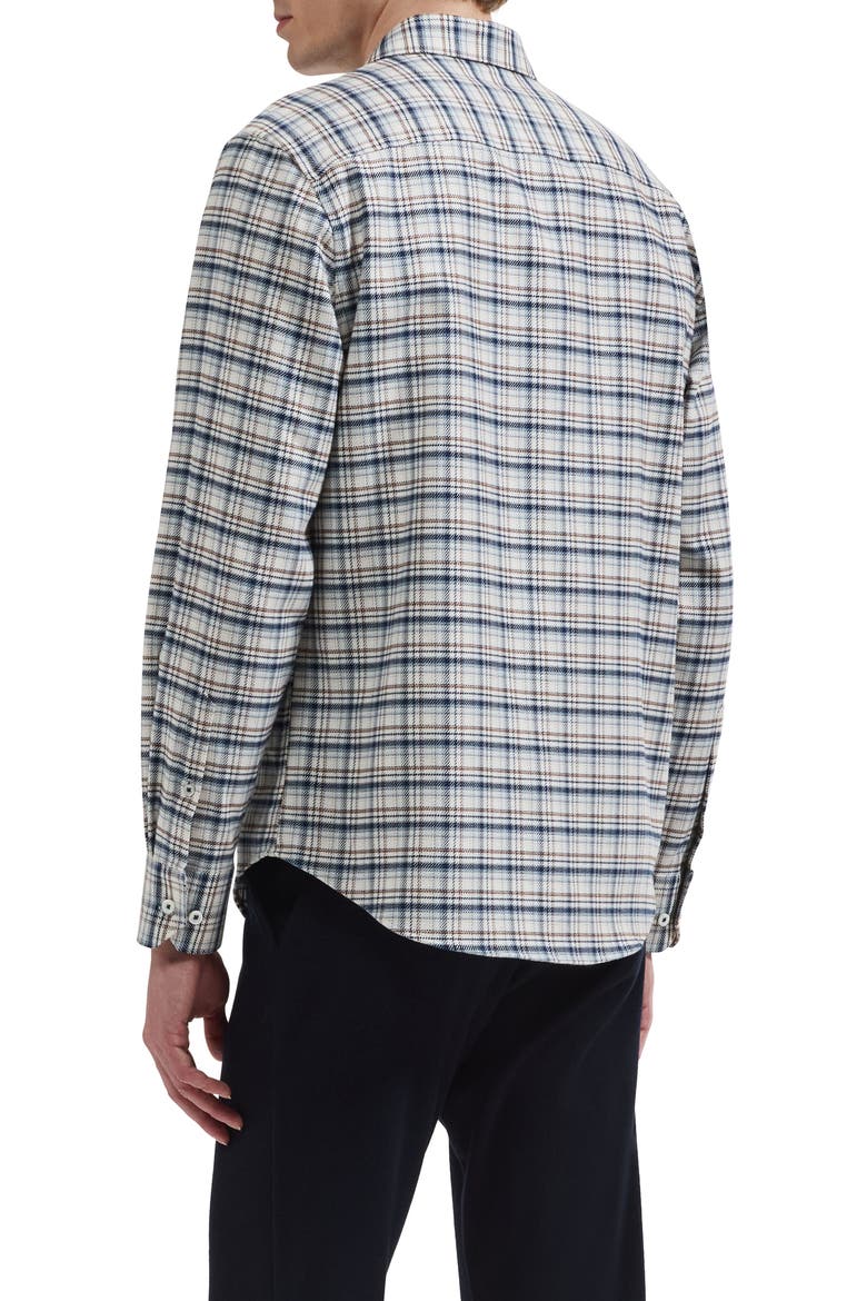 Axel Shaped Fit Plaid Cotton & Cashmere Button-Up Shirt, Alternate, color, MARINE BLUE