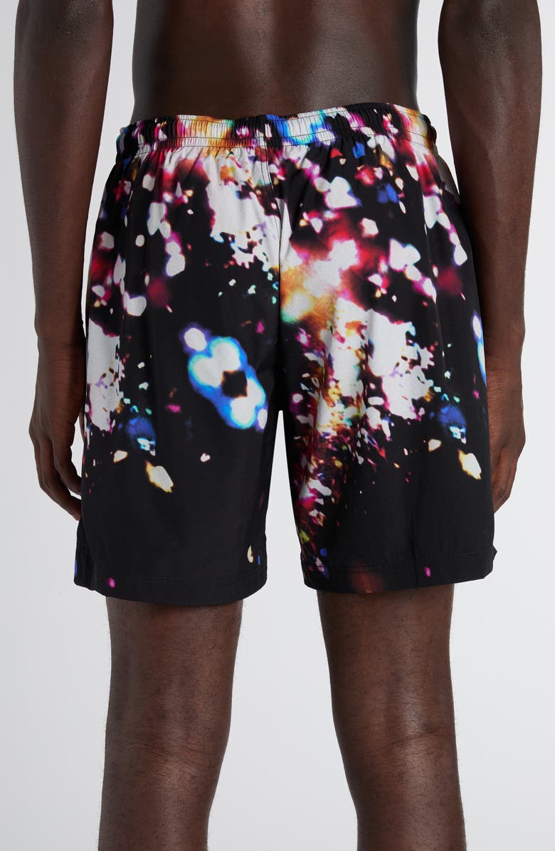 McQueen Confetti Print Swim Trunks, Alternate, color, Black/ Multicolour