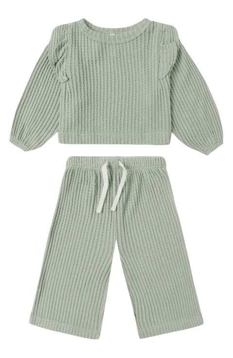 Ruffle Cozy Waffle Knit Shirt & Pants (Baby)