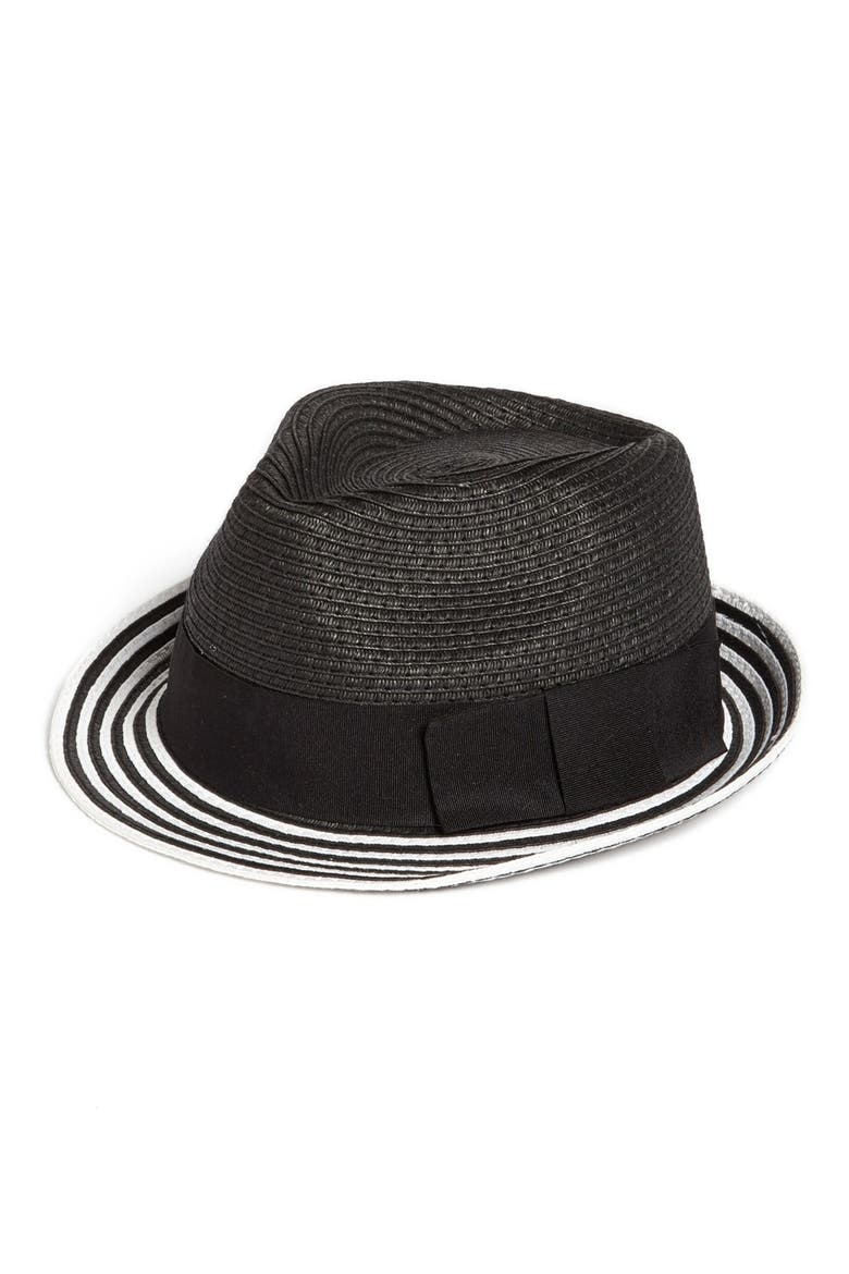 Braided Stripe Fedora, Main, color, BLACK/ WHITE