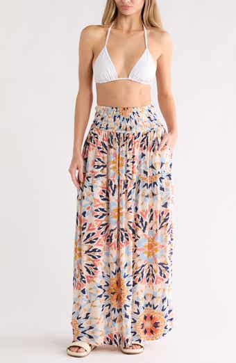Elan Smocked Waist Cover-Up Skirt