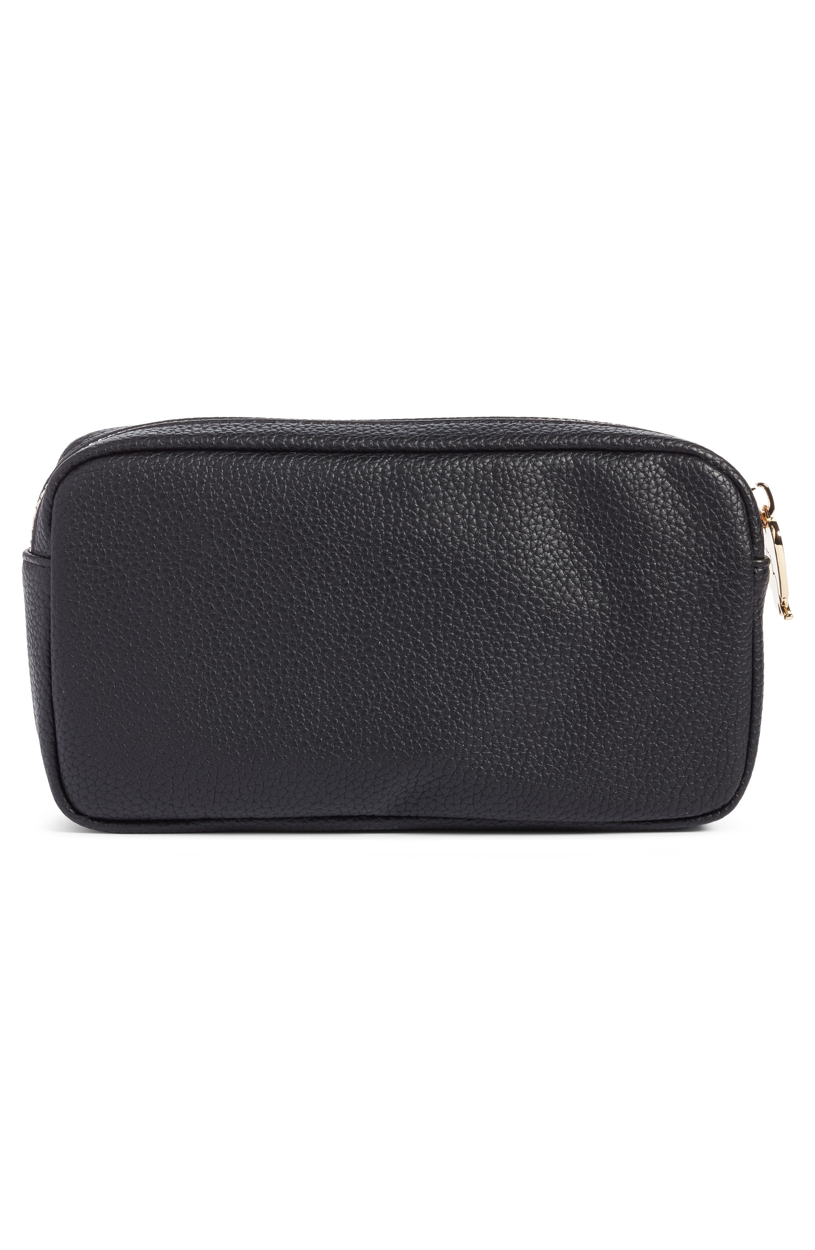 Small Pebbled Faux Leather Makeup Bag, Alternate, color, BLACK