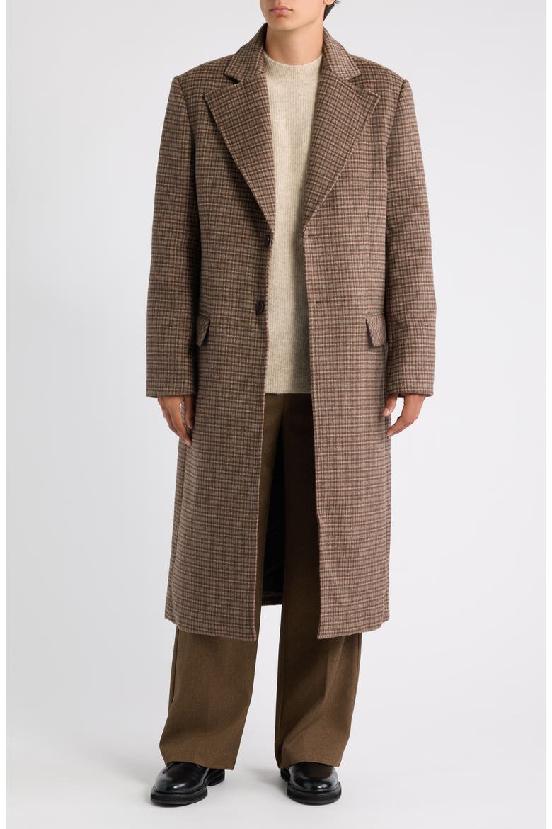 Check Cotton & Wool Coat, Main, color, RAIN DRUM