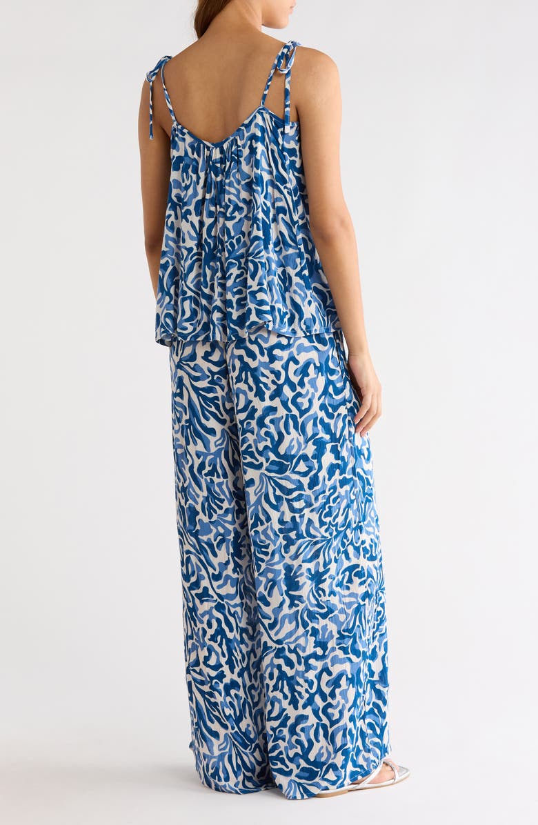 Elan Tie Strap Flowy Cover-Up Top, Main, color, Blue Carolina