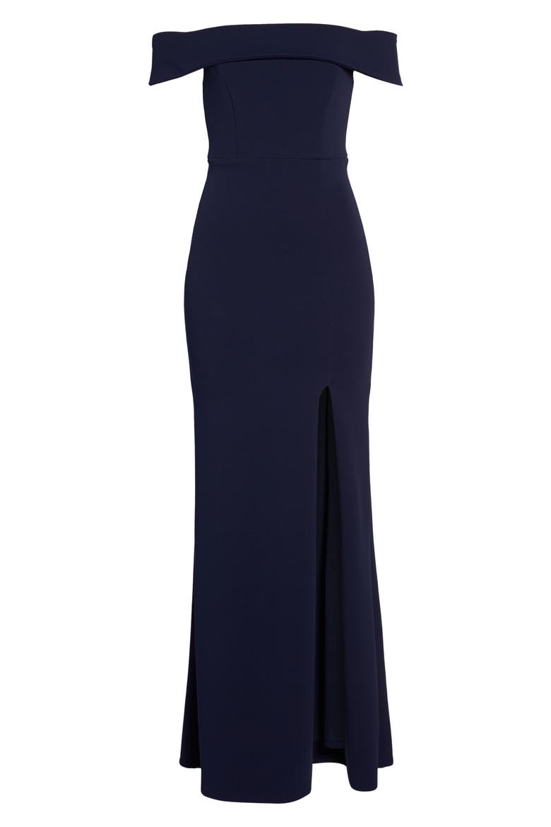 Off the Shoulder Mermaid Gown, Alternate, color, NAVY