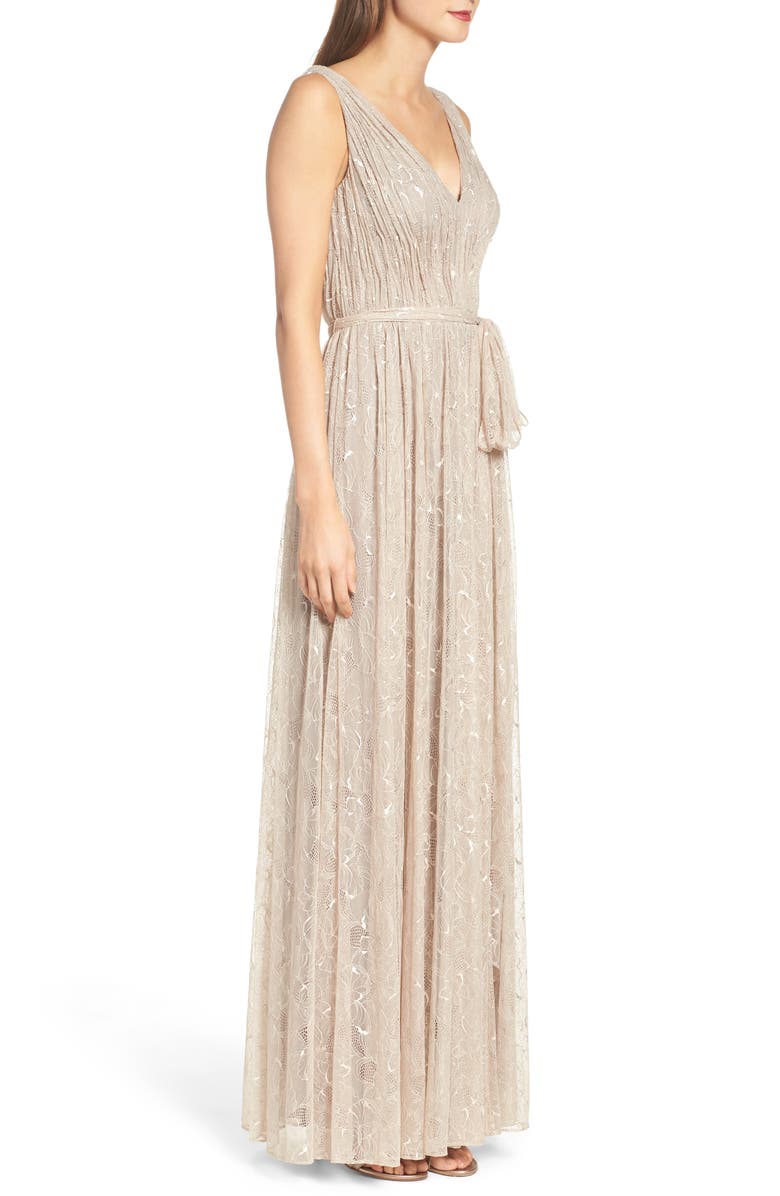Vera Wang Lace Fit & Flare Gown, Alternate, color, 