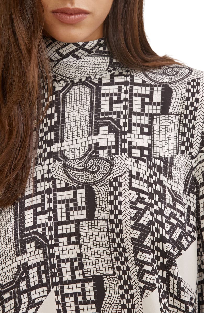 Reiss Harry Tile Print Top, Alternate, color, Ivory/ Black