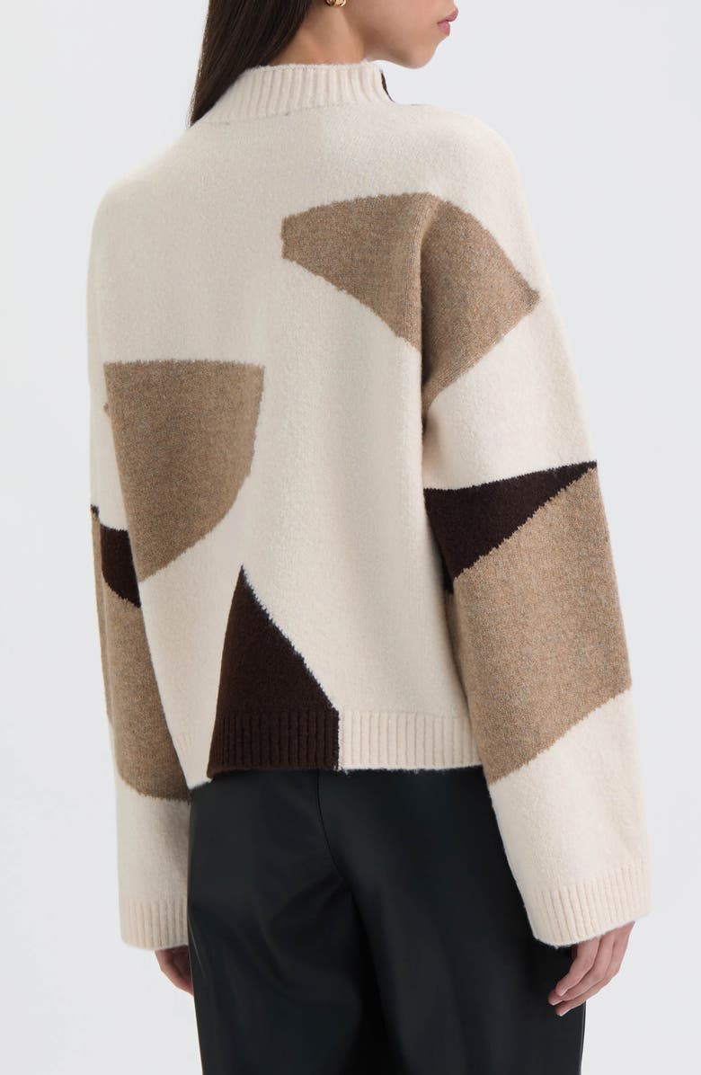 NVLT Geo Pattern Sweater, Alternate, color, Marshmallow/ Brown