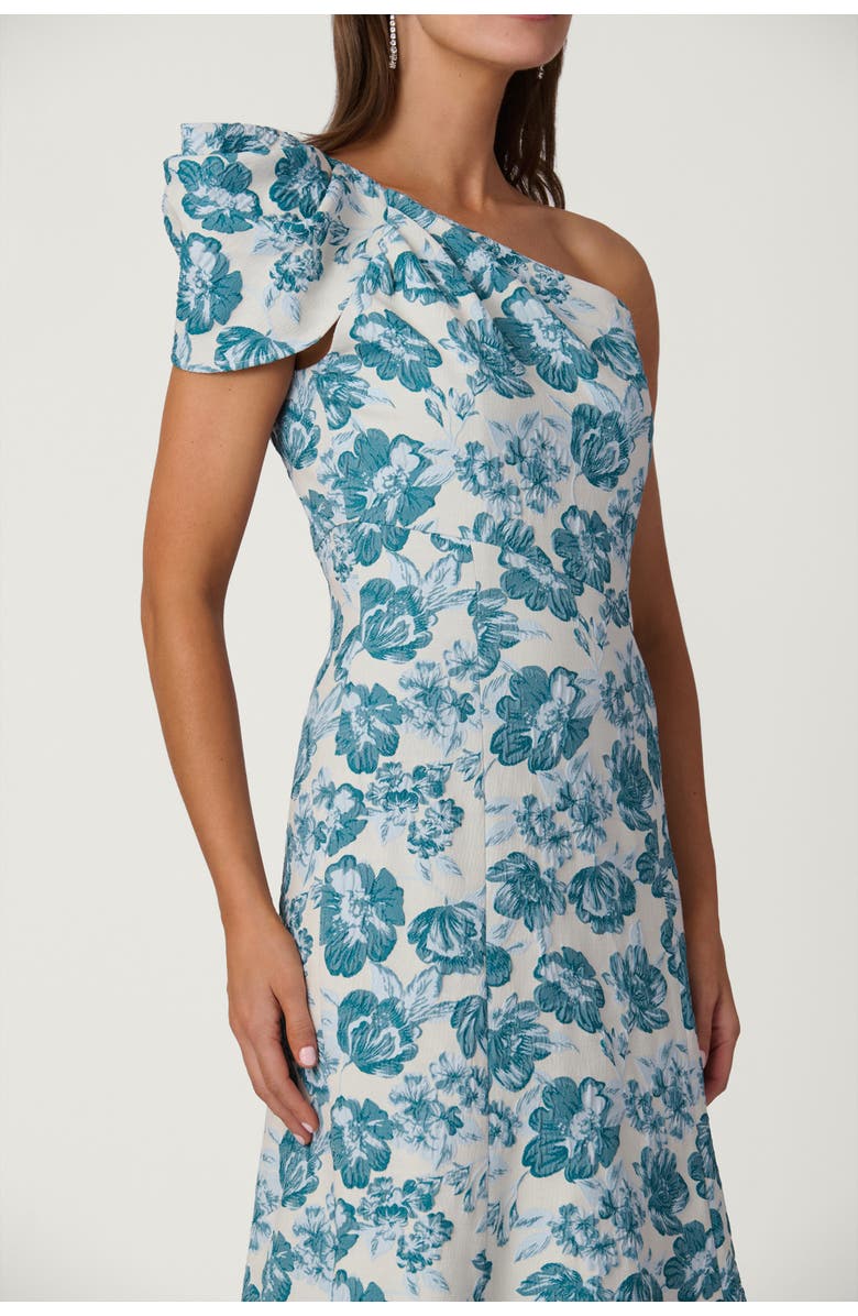 Shoshanna Midnight Floral Jacquard Lolla Dress, Alternate, color, Blue/Ivory
