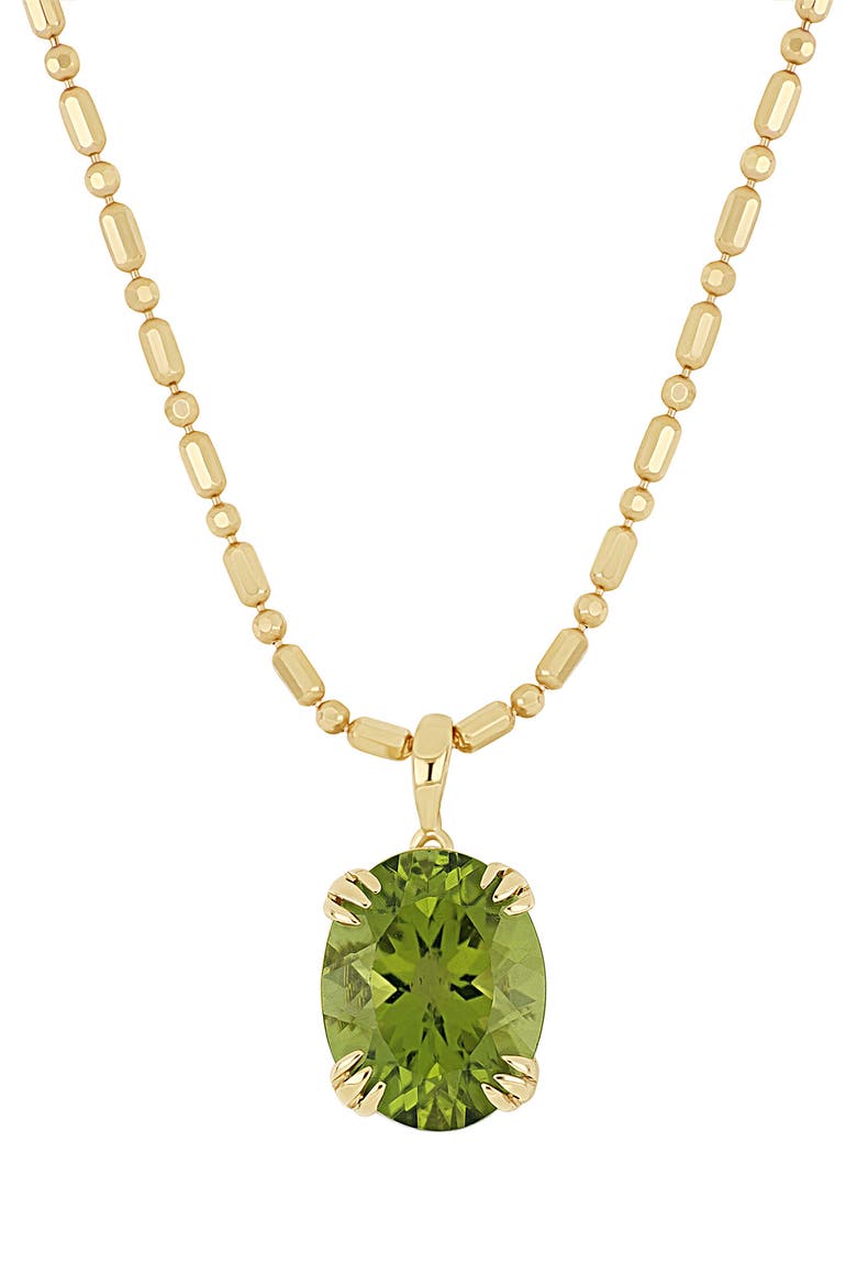 14K Gold Oval Cut Peridot Pendant Necklace, Main, color, 14K YELLOW GOLD