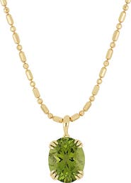 Bony Levy 14K Gold Oval Cut Peridot Pendant Necklace