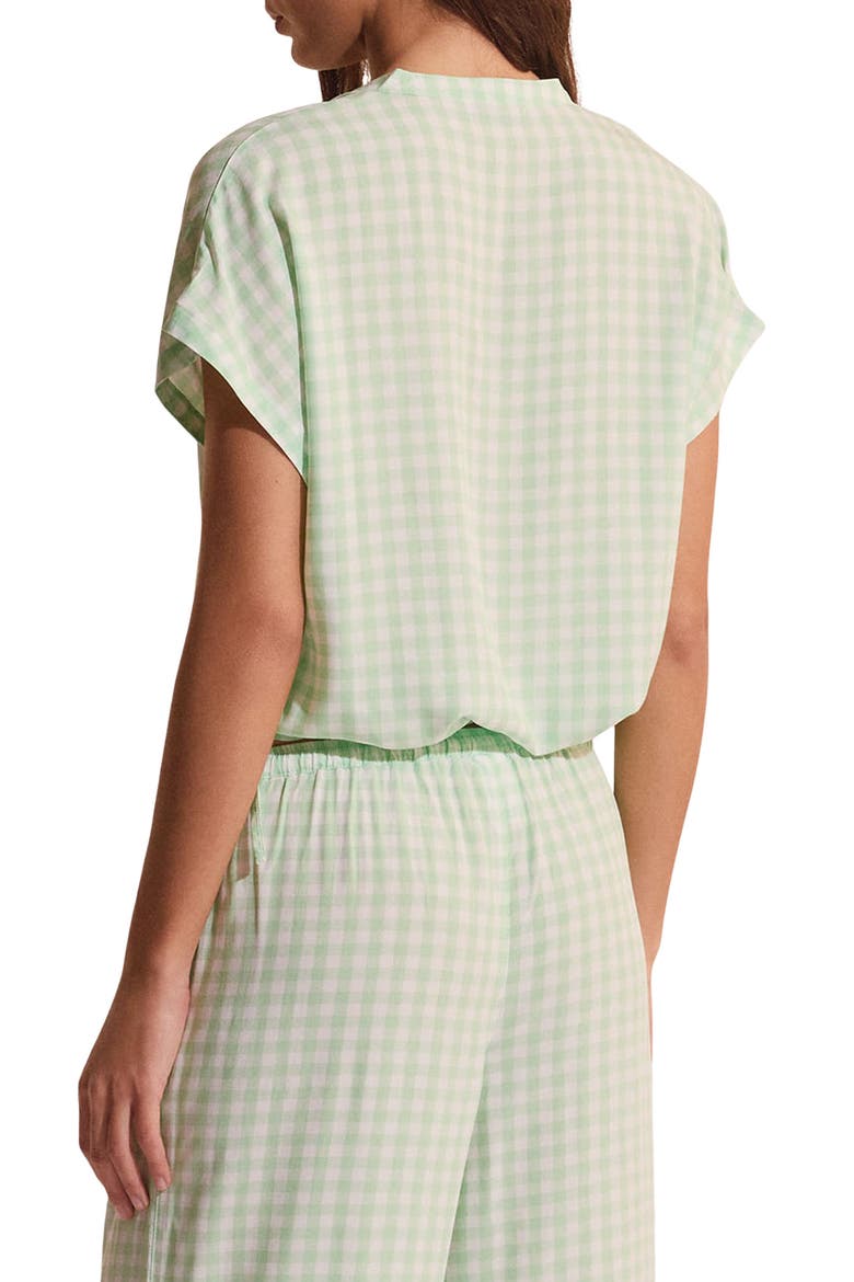 Brise Plaid Button-Up Sleep Shirt, Alternate, color, NILE GREEN