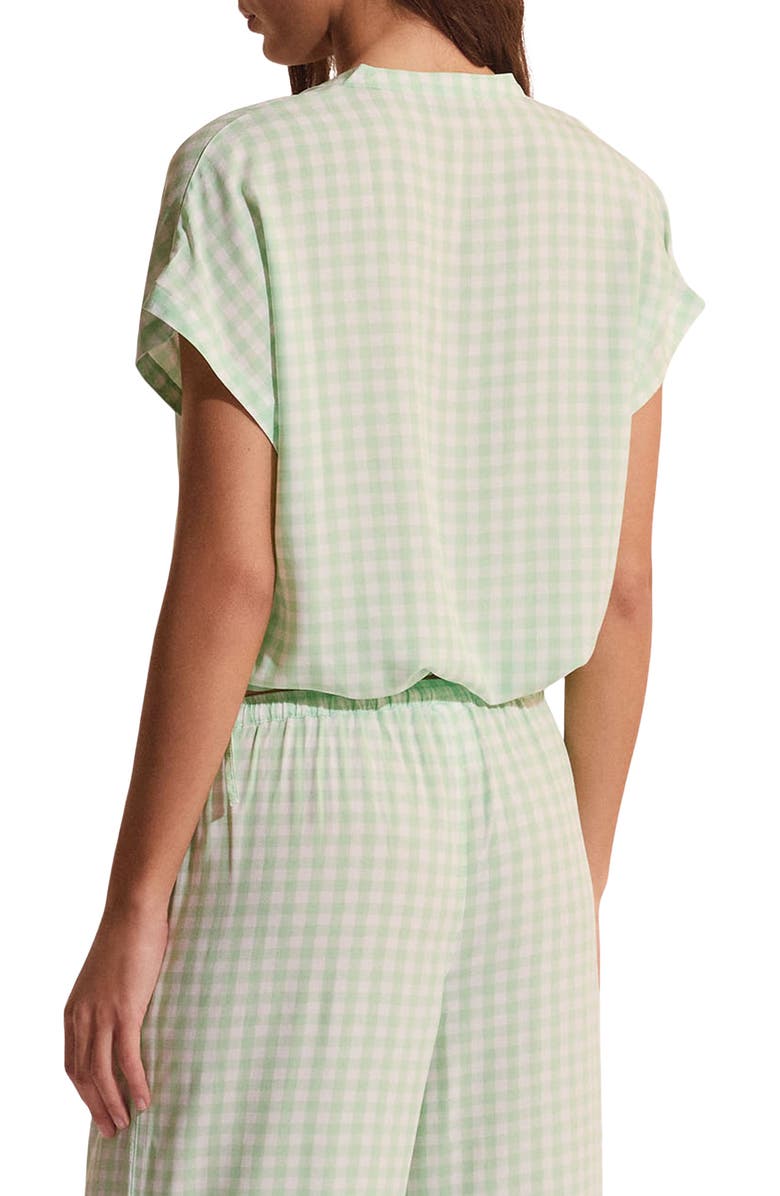 Etam Brise Plaid Button-Up Sleep Shirt, Alternate, color, Nile Green
