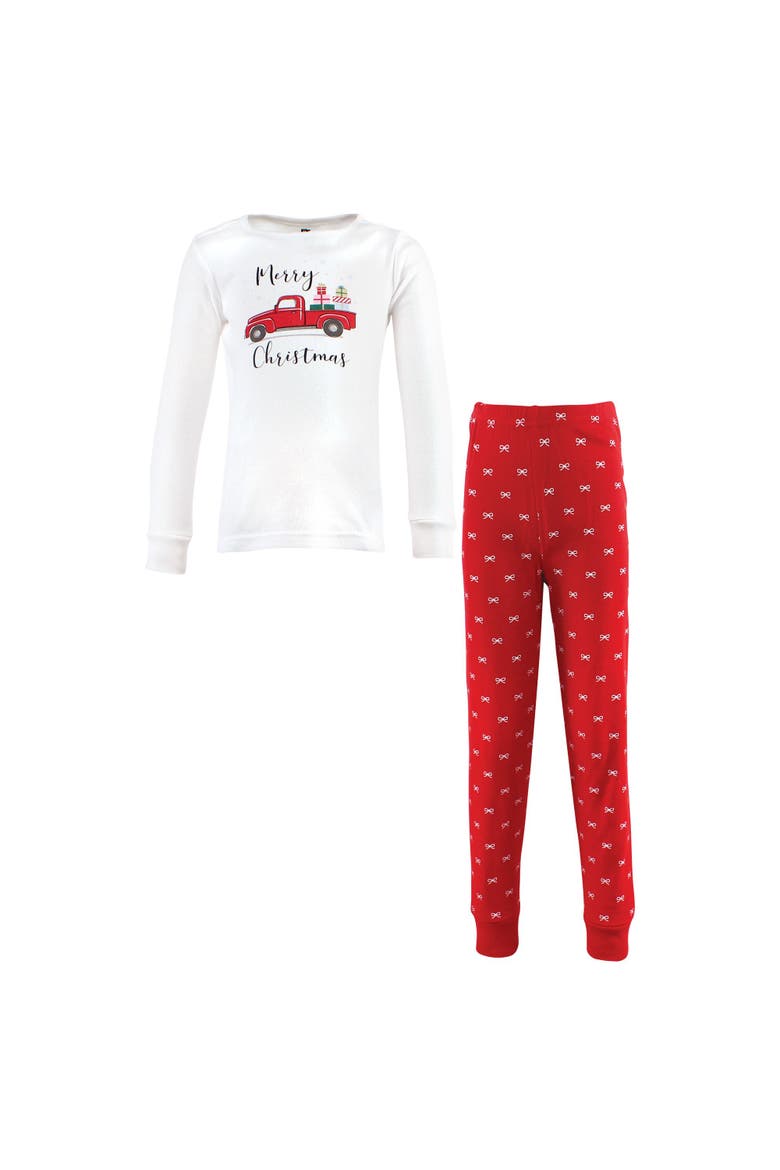 Cotton Pajama Set, Main, color, Red Truck Bows