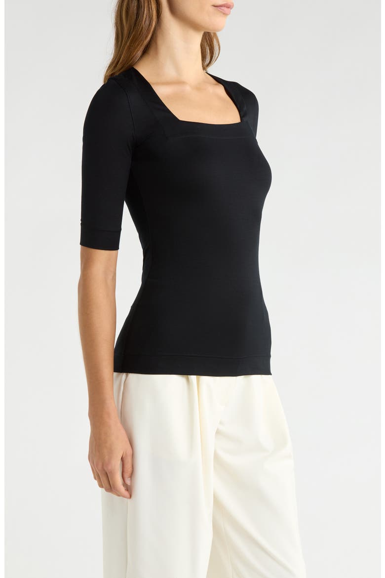 Square Neck Jersey T-Shirt, Alternate, color, BLACK