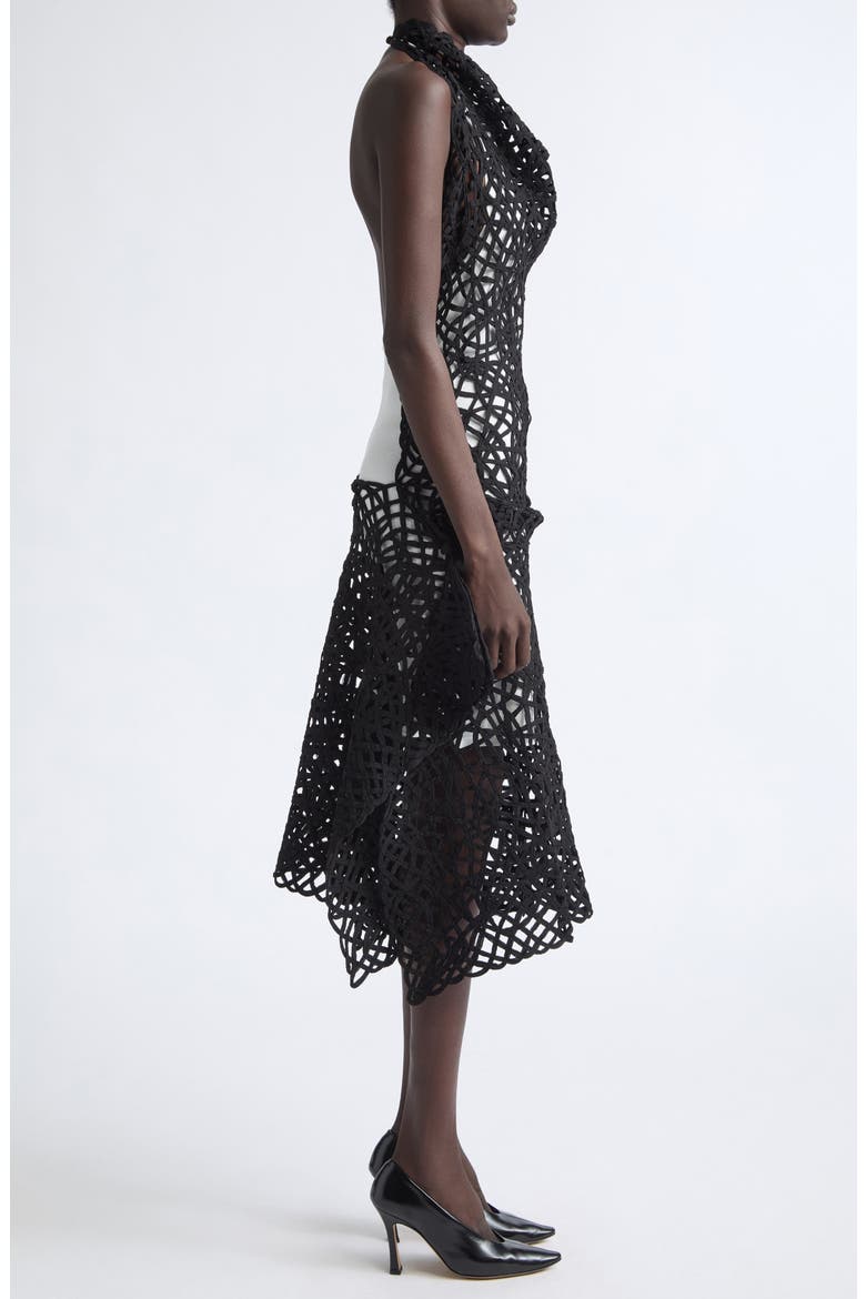 Webbed Sleeveless Dress, Alternate, color, BLACK