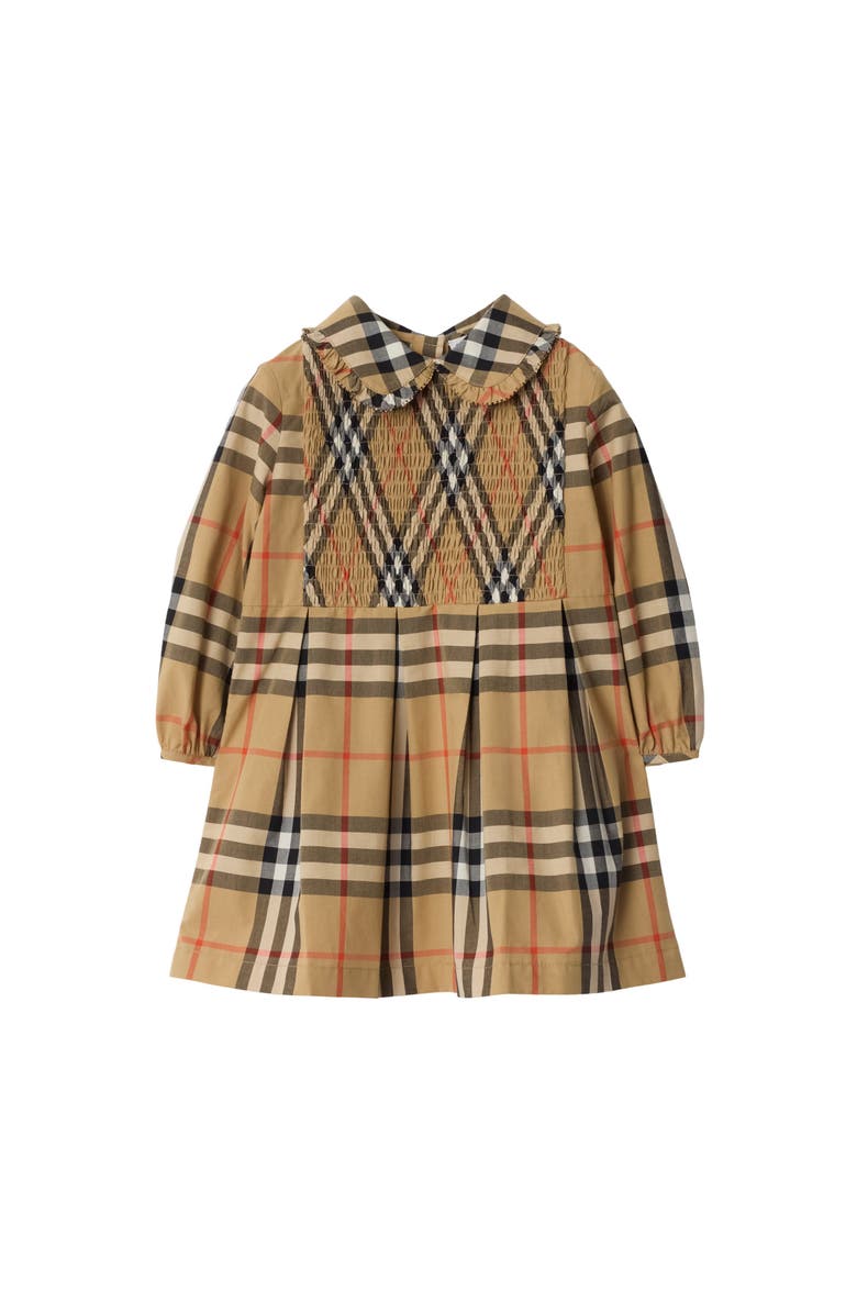 Burberry Check Cotton Dress, Main, color, Sand Beige