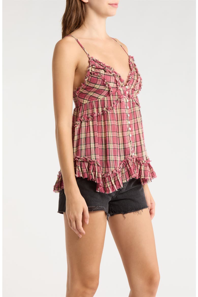 Clara Mix Print Ruffle Trim Top, Alternate, color, RED CHECK