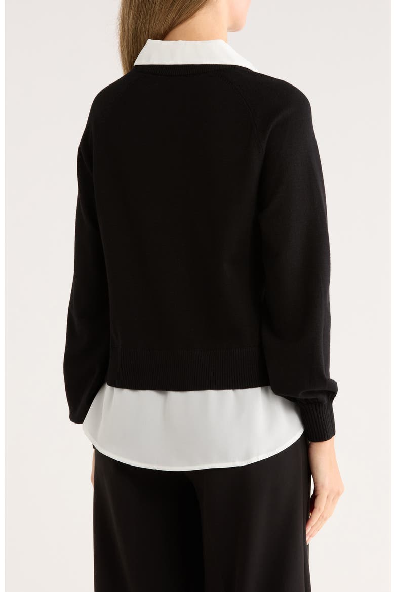 Mixed Media Sweater, Alternate, color, BLACK/ IVORY