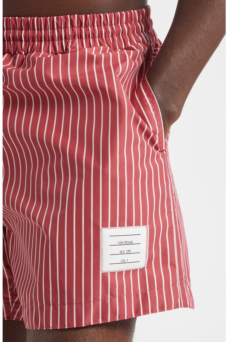 Stripe Nylon Swim Trunks, Alternate, color, BURGUNDY