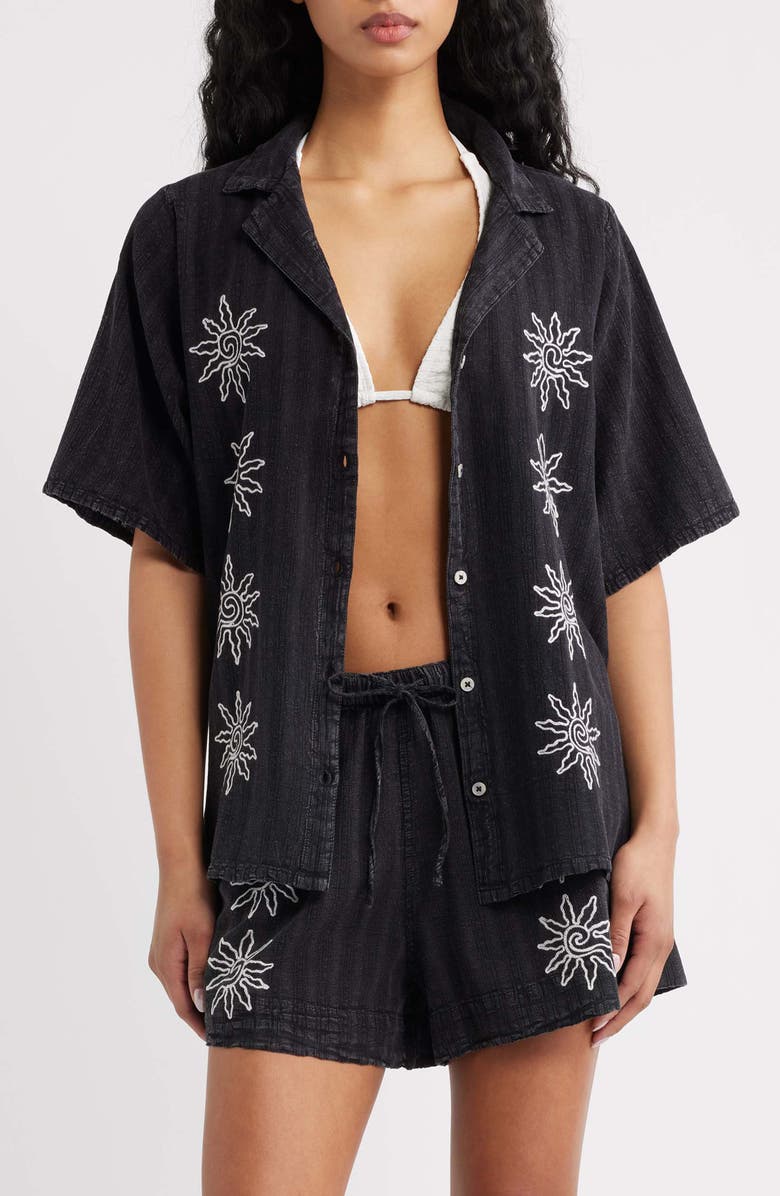 Rip Curl Topango Embroidered Shirt, Main, color, Black