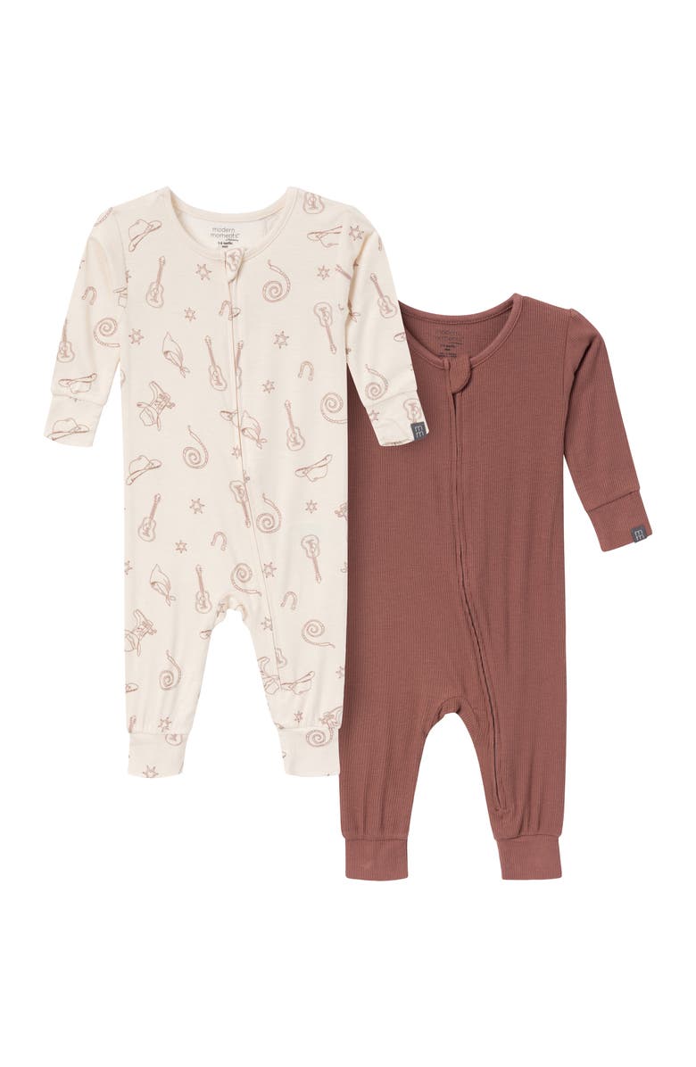 Modern Moments<sup>™</sup> by Gerber 2-Pack Unisex Tight Fitting Footless Pajamas, Main, color, Beige Cowboy