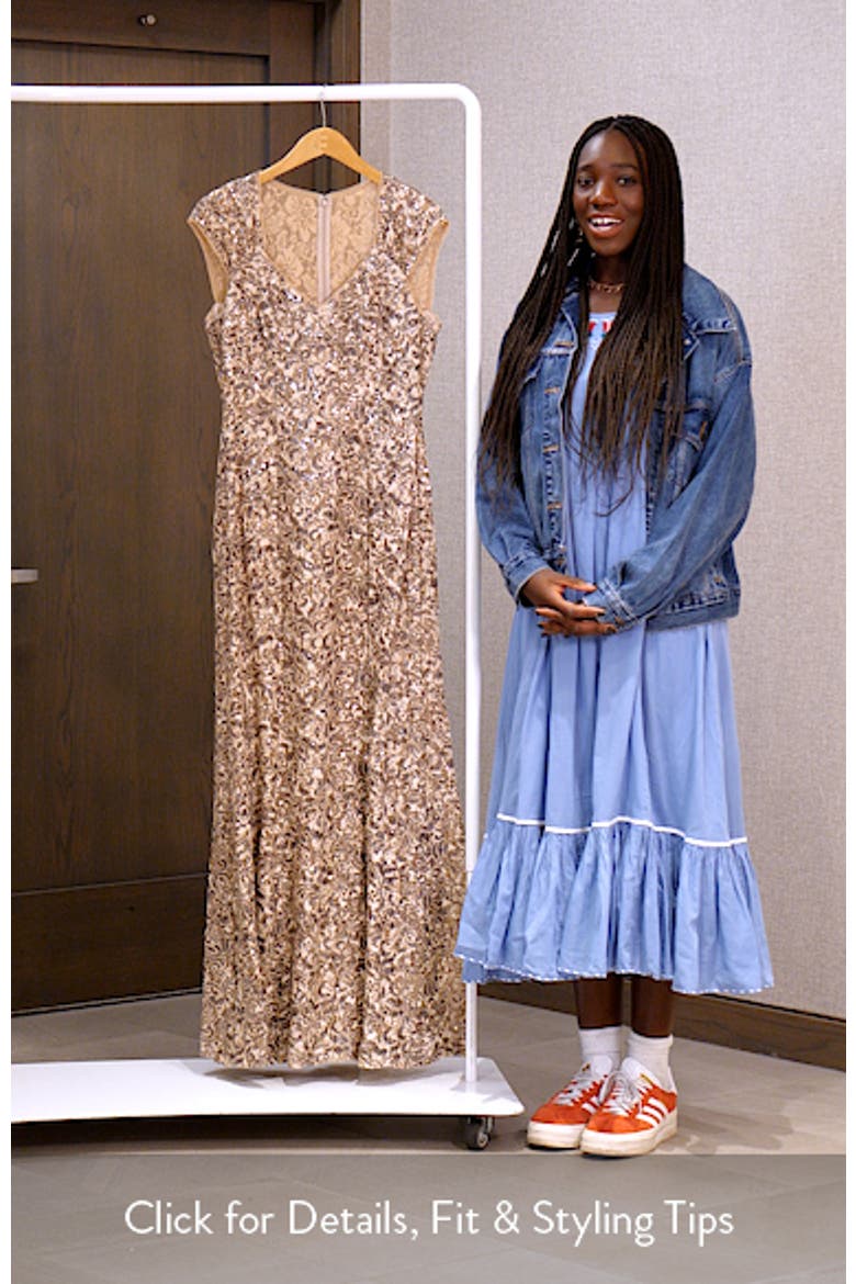 Sequin Corded Lace Sleeveless Gown video
