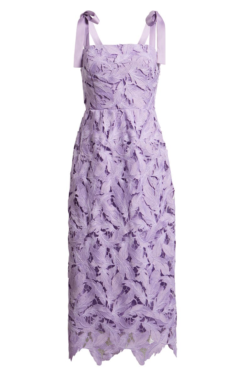 Lucy Paris Dewi Cutout Tie Strap Midi Dress, Alternate, color, Lavender