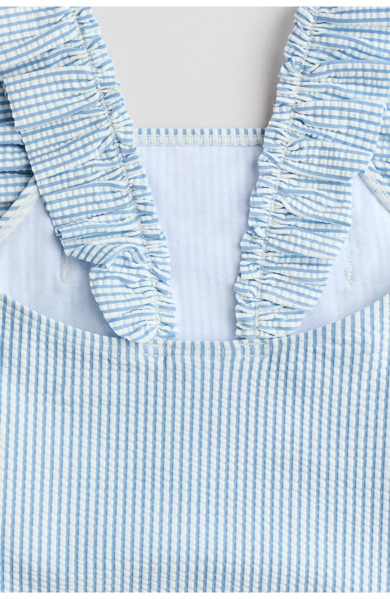 H&M Frill-trimmed Swimsuit, Alternate, color, Light Blue/Striped