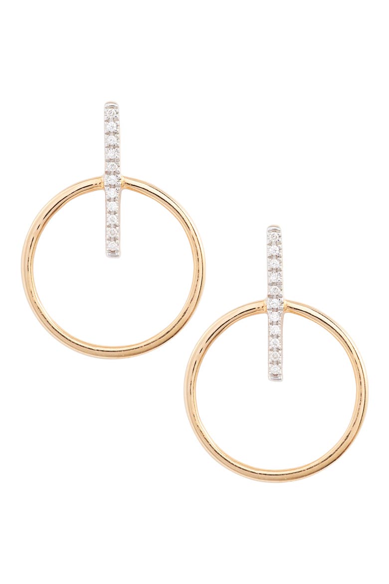 Kiera Circle Drop Earrings (Nordstrom Exclusive), Main, color, YELLOW GOLD/ DIAMOND